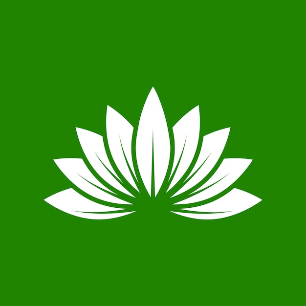 Icono de la flor de loto blanco aislado en fondo verde Ilustración vectorial