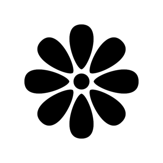 Icono de flor negra Flor estilizada aislada sobre fondo blanco