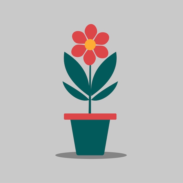 Icono de flor en una olla Diseño plano Ilustración vectorial