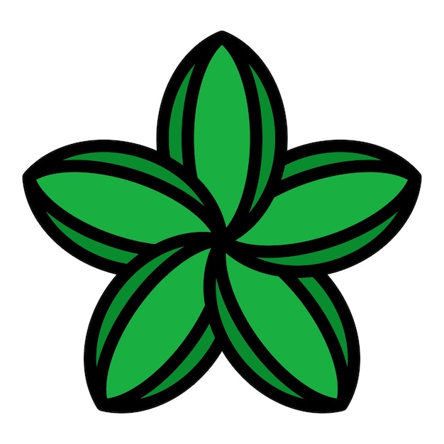 Icono de la flor de la plumeria Contorno del ícono vectorial de la floración de la Plumeria Color plano aislado