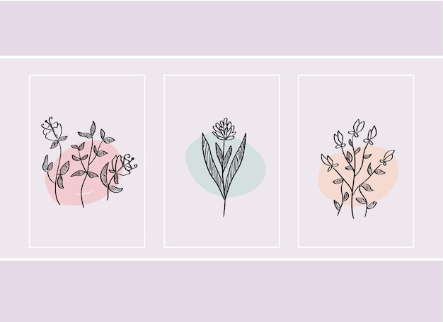 Vector icono floral minimalista dibujado a mano