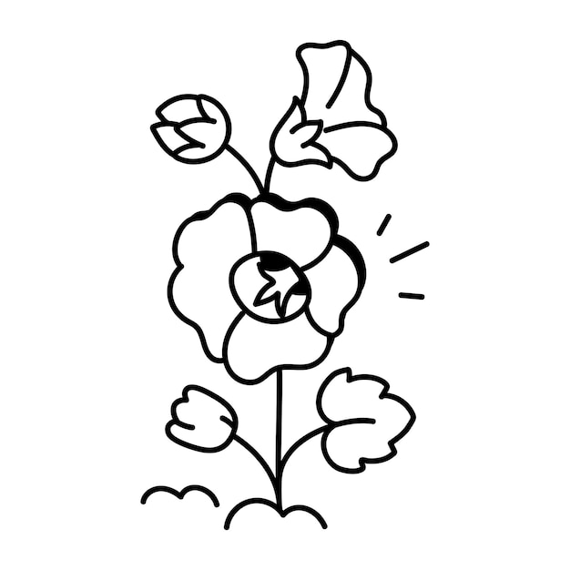 Un icono de flores de hollyhock en estilo de dibujo