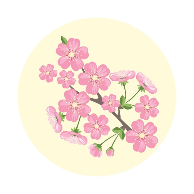 Vector icono de flores de sakura en flor