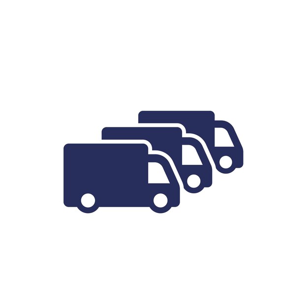 icono de la flota de automóviles con furgonetas