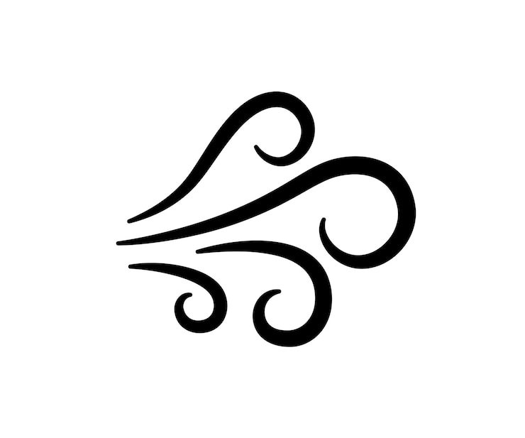 Vector icono de flujo de aire de viento dibujado a mano símbolo de respiración libre signo de flujo de aire fresco iconos de soplo de viento de doodle símbolo del tiempo elemento de diseño climático ilustración vectorial aislada sobre fondo blanco