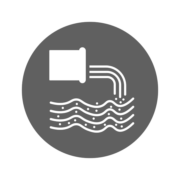 Ícono de flujo de efluentes de canalizaciones Gráficos vectoriales grises