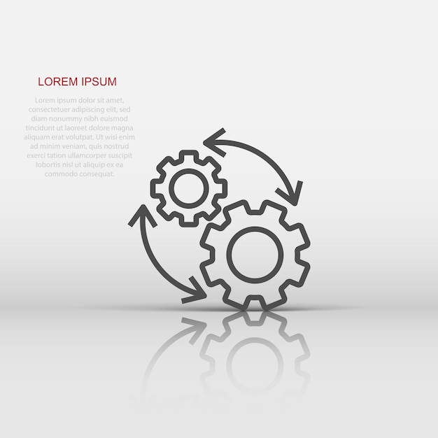 Icono de flujo de trabajo en estilo plano Ilustración de vector eficaz de engranaje sobre fondo blanco aislado Concepto de negocio de organización de procesos