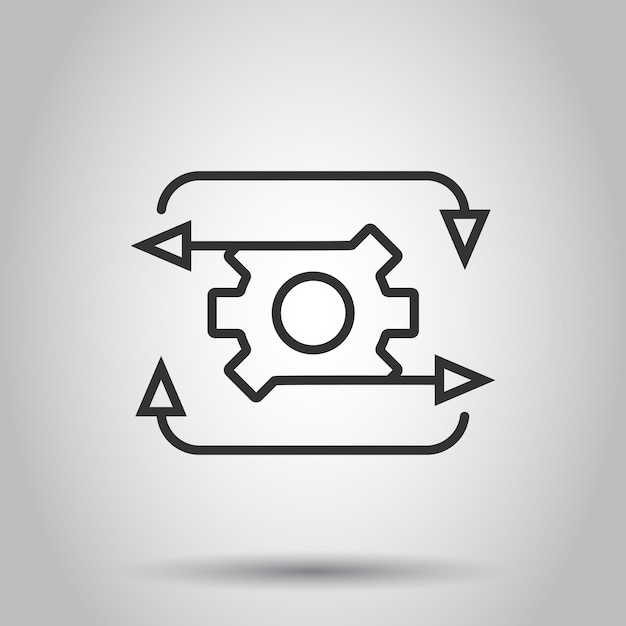 Icono de flujo de trabajo en estilo plano Ilustración de vector eficaz de engranaje sobre fondo blanco aislado Concepto de negocio de organización de procesos