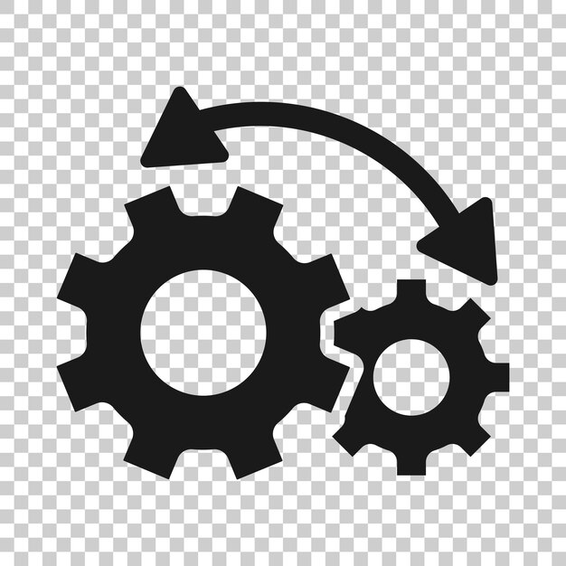 Icono de flujo de trabajo en estilo plano Ilustración de vector eficaz de engranaje sobre fondo blanco aislado Concepto de negocio de organización de procesos