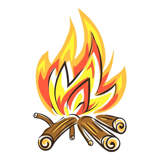 Icono de fogata ardiente Caricatura de icono de vector de fogata ardiente para diseño web aislado sobre fondo blanco