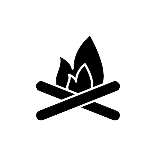 Icono de fogata conjunto de fogata símbolo vectorial de viaje fogata y palos de madera