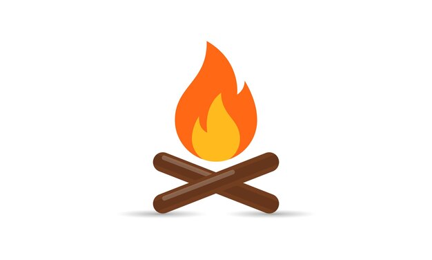 Icono de fogata en una ilustración plana Icono vectorial de fogata