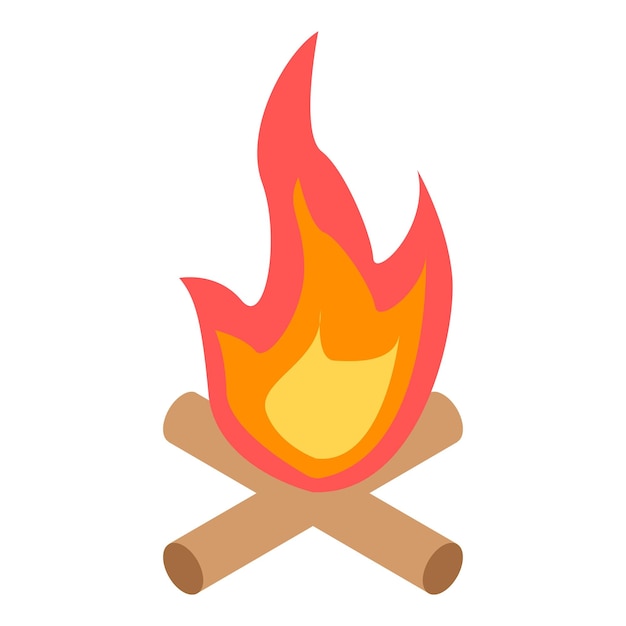 Icono de fogata Isométrica del icono de vector de fogata para diseño web aislado sobre fondo blanco