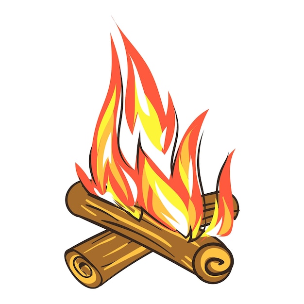 Icono de fogata de madera Caricatura de icono de vector de fogata de madera para diseño web aislado sobre fondo blanco