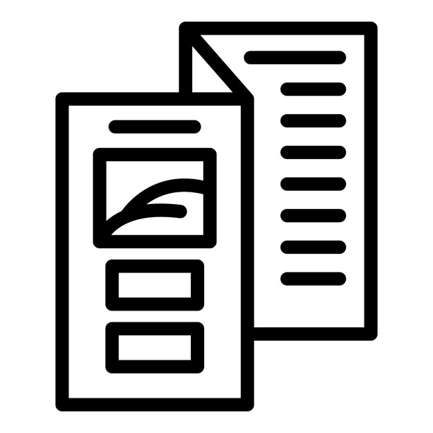 Icono de folleto de impresora Contorno Icono de vector de folleto de impresora para diseño web aislado sobre fondo blanco