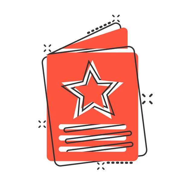 Icono de folleto de volante en estilo cómico Folleto hoja vector dibujos animados ilustración pictograma Folleto concepto de negocio efecto de salpicadura