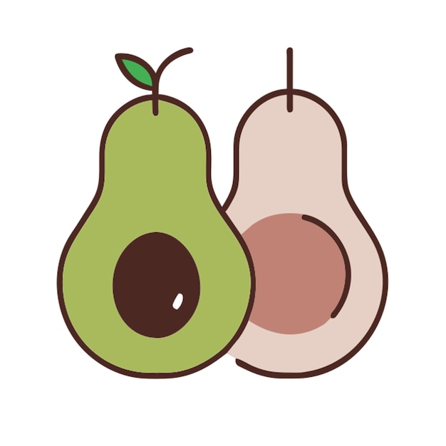 icono de fondo blanco de aguacate con contorno de color