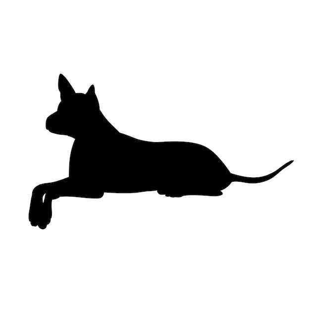 icono de fondo blanco silueta negra del perro miente