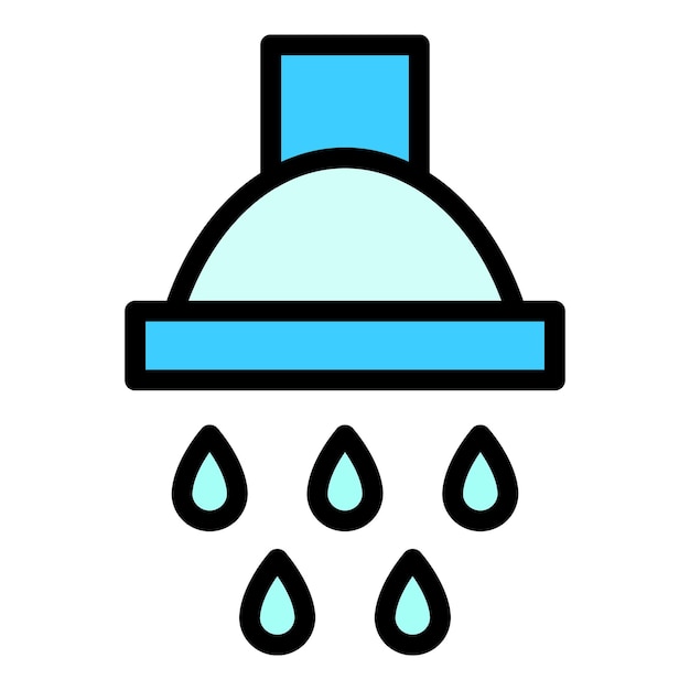 Icono de fontanería de cabeza de ducha Contorno Icono vectorial de fontaneria de cabeza de bañera para diseño web aislado en fondo blanco de color plano