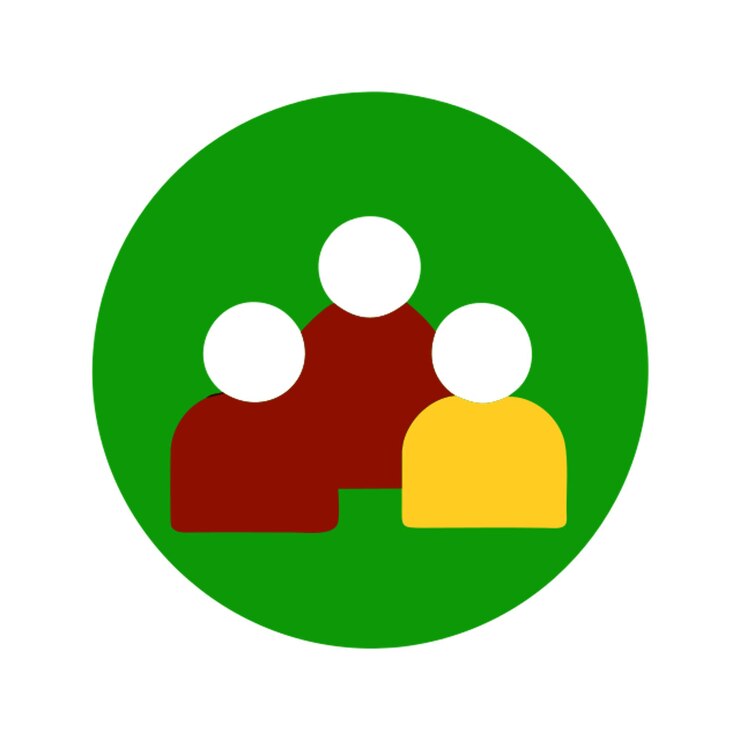 Vector icono de forma circular con personas trabajando en equipo icon