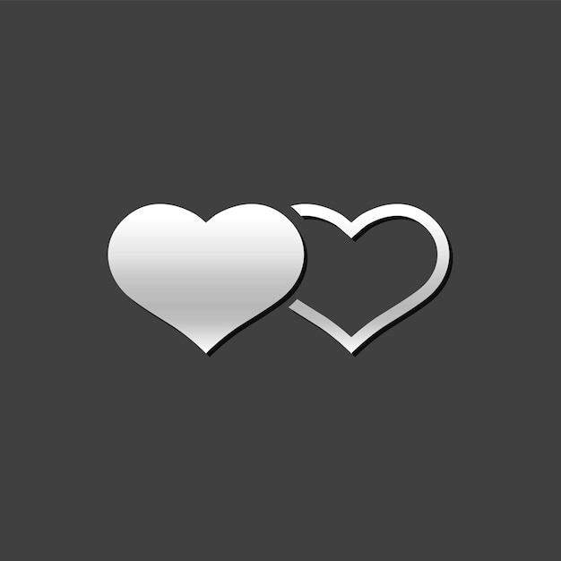 Icono en forma de corazón en estilo de color gris metálico para la boda de una pareja