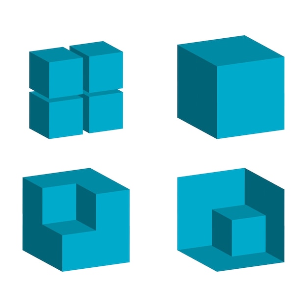 Icono de forma cúbica azul 3d para diseño de concepto Elemento de diseño de icono de forma de cubo Ilustración vectorial