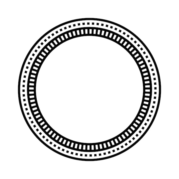 Icono de forma de diseño de borde redondo de marco circular para elemento de garabato vintage decorativo para diseño