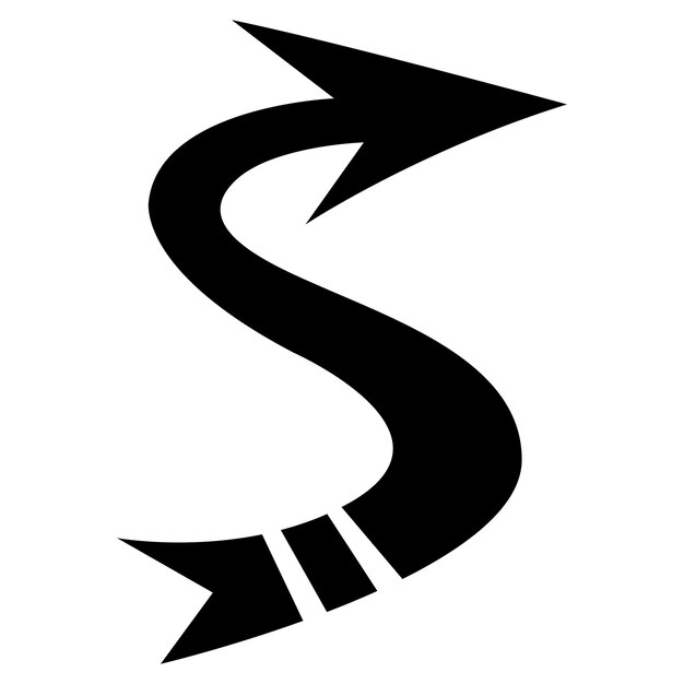 Icono en forma de flecha negra con la letra S