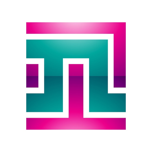 Icono en forma de letra N cuadrada magenta y verde brillante sobre un fondo blanco