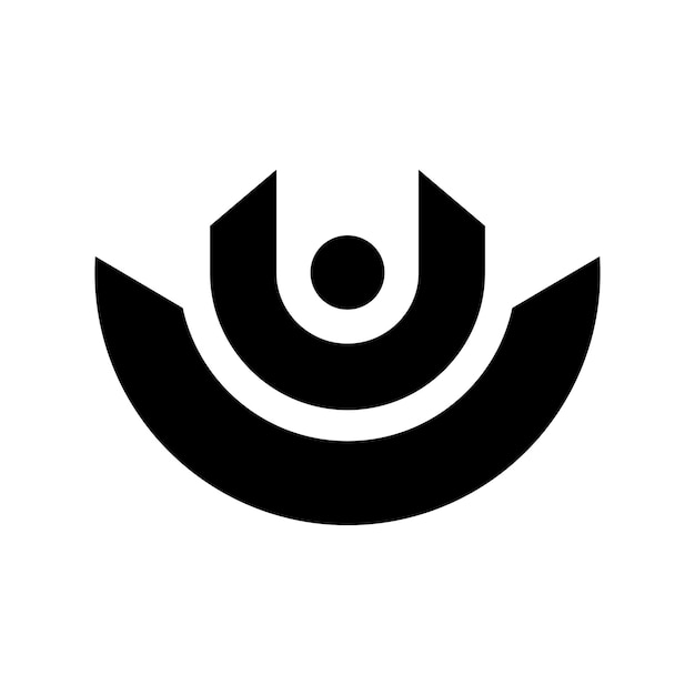 Icono en forma de letra U con un círculo en un fondo blanco