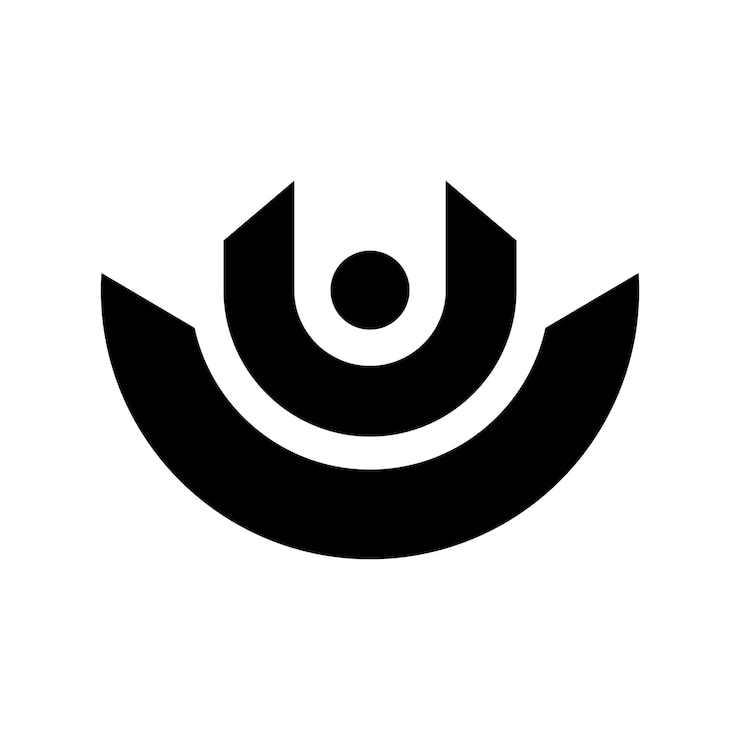 Vector icono en forma de letra u con un círculo en un fondo blanco