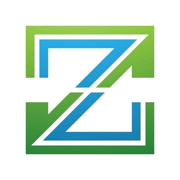 Icono en forma de letra Z con rayas verdes y azules