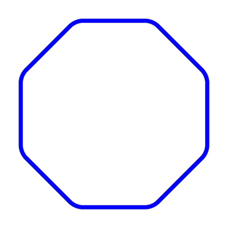 Vector icono de forma octogonal de esquina redondeada con trazo de contorno