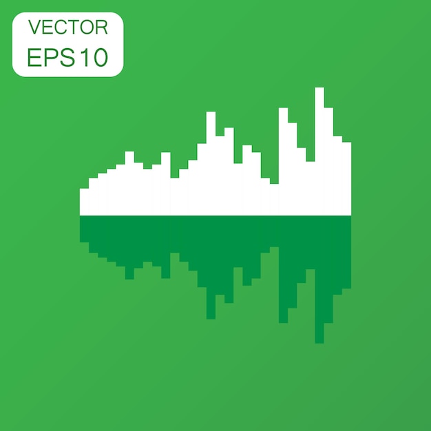 Icono de forma de onda sonora vectorial Concepto de negocio Pictograma de ondas sonoras y pulso musical Ilustración vectorial en fondo verde con sombra larga