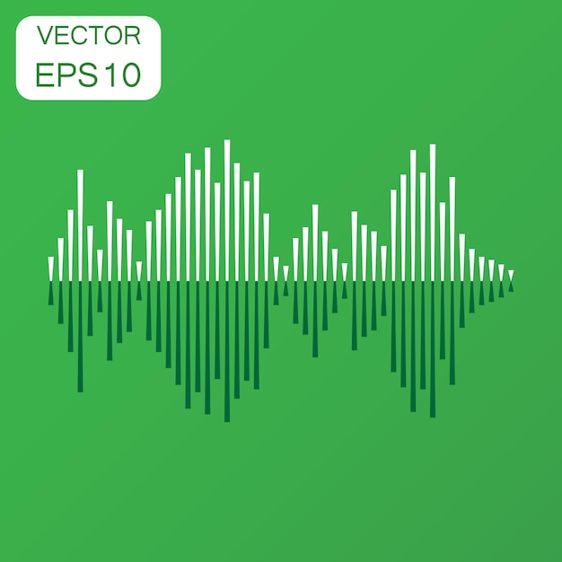 Icono de forma de onda sonora vectorial Concepto de negocio Pictograma de ondas sonoras y pulso musical Ilustración vectorial en fondo verde con sombra larga