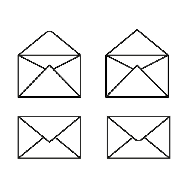 Ícono de forma de sobre Figura de contorno blanco Formulario de correo de carta Símbolo de correspondencia vectorial