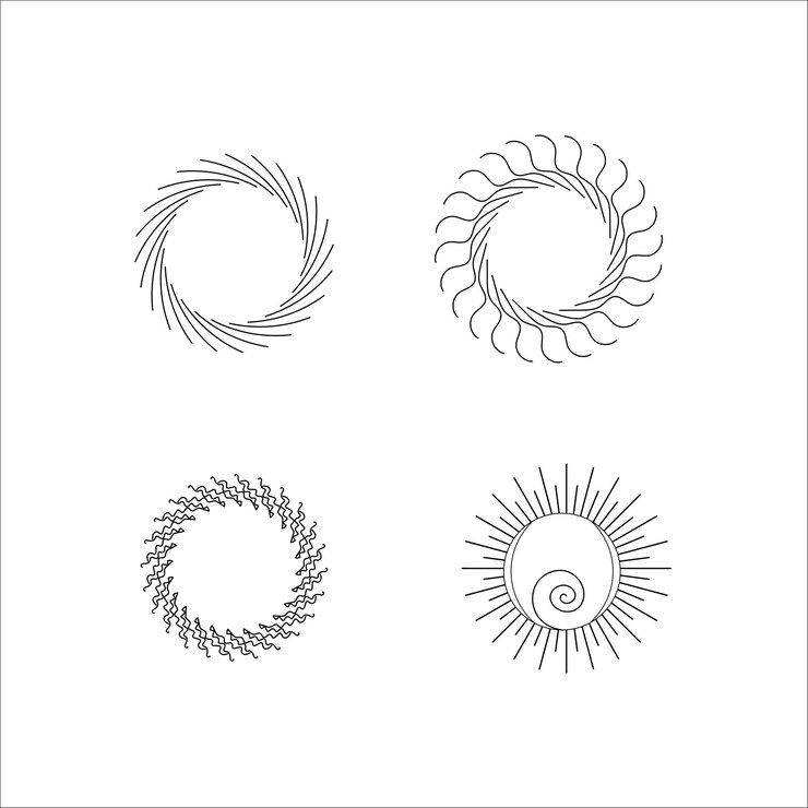 Vector icono de forma de sol ilustración en blanco y negro