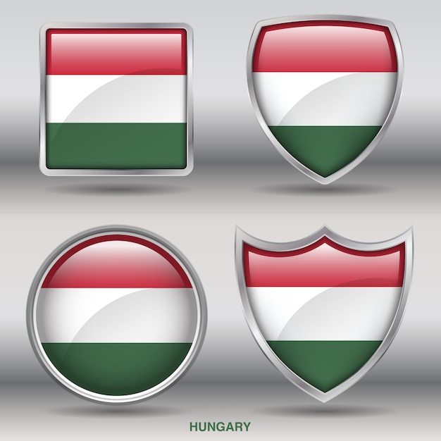 Vector icono de formas de bisel de bandera de hungría