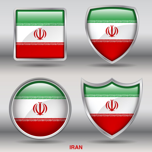 Vector icono de formas de bisel de bandera de irán