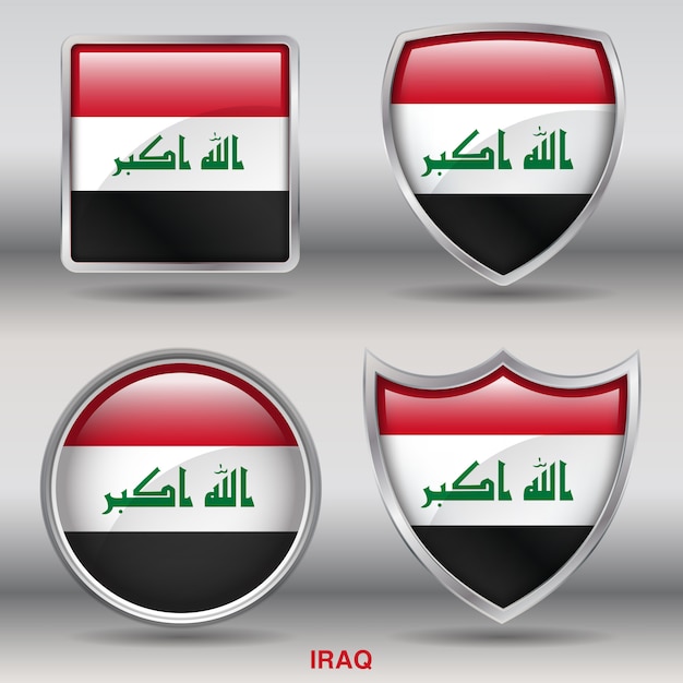 Vector icono de formas de bisel de bandera de iraq