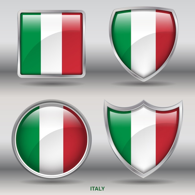 Icono de formas de bisel de bandera de italia