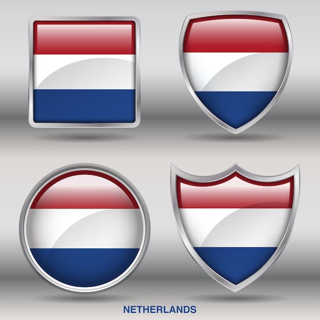 Icono de formas de bisel de bandera de Países Bajos