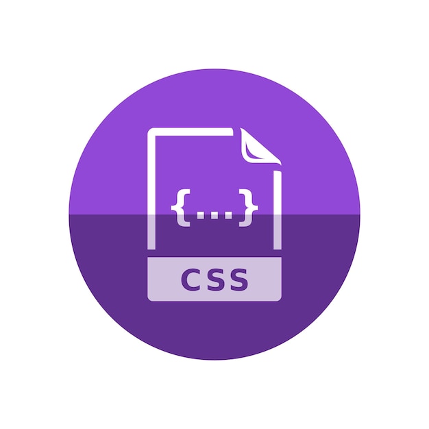 Ícono de formato de archivo CSS en estilo de círculo de color plano