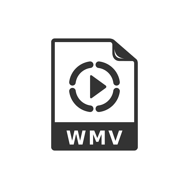 Icono de formato de archivo de video en blanco y negro