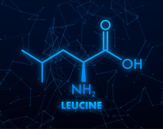Vector icono con fórmula de leucina fórmula molecular de aminoácidos esenciales