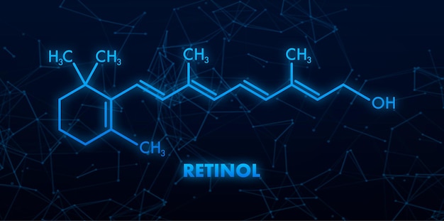 Vector icono con fórmula retinal fórmula de vitamina a verdadera retinal c20h30o