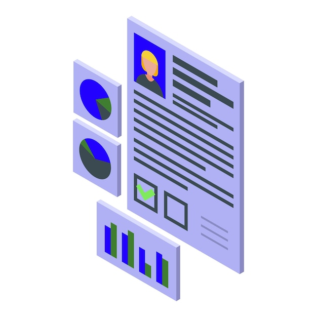 Vector icono de formulario cv en línea vector isométrico control de crédito documento en papel