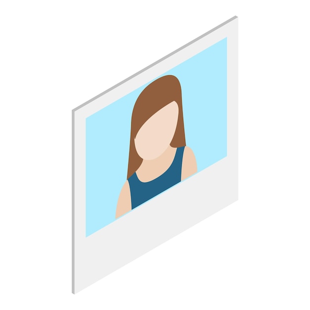 Icono de foto femenina Ilustración isométrica del icono de vector de foto femenina para web