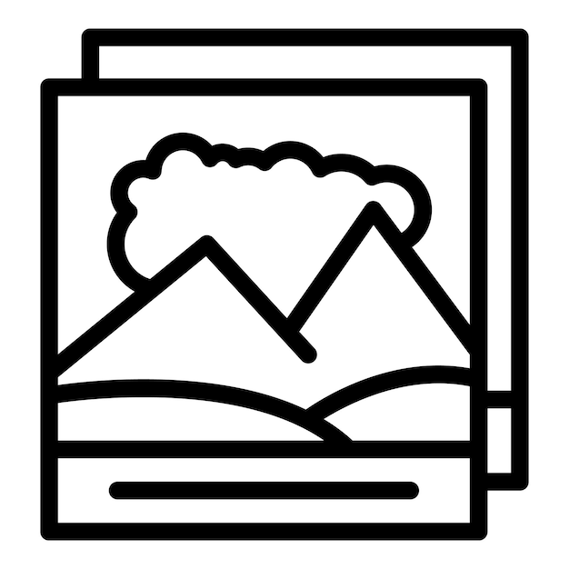 Icono de foto de paisaje contorno vectorial Estudio de cámara Sesión de arte