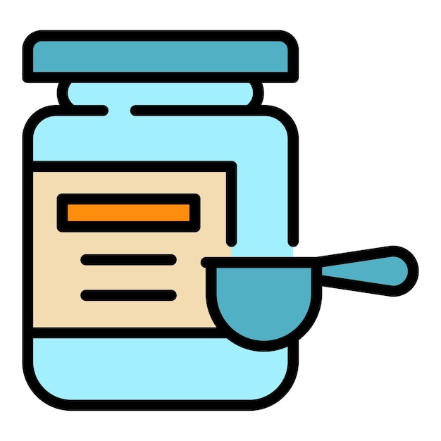 El icono del frasco deportivo de proteínas Contorno del icono vectorial del frasko deportivo de proteína Color plano aislado